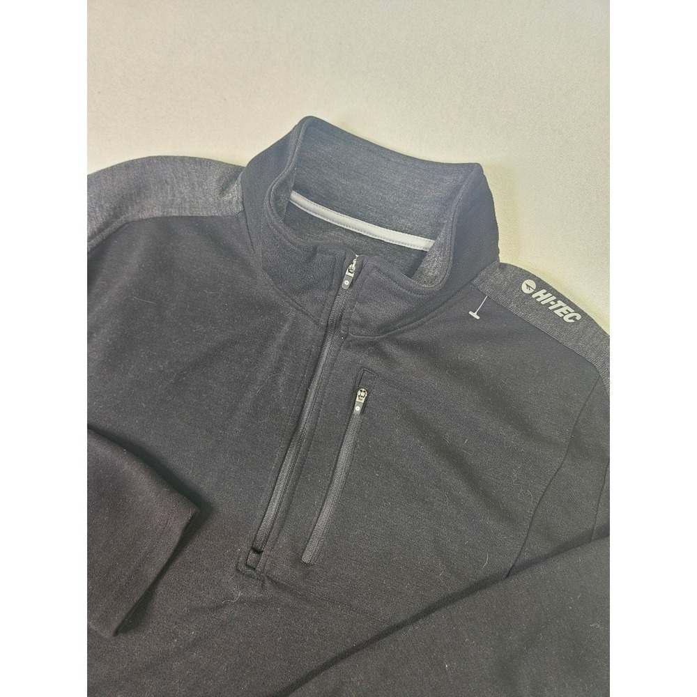 Hi-Tec Thermo Quarter Zip Pullover Mens XL Black Grey Hiking Performance Jacket